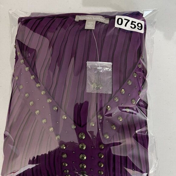 Woman Within NEW 2X 26-28 Purple Pleated Top Studded Bell Sleeves Fairycore - Picture 16 of 16